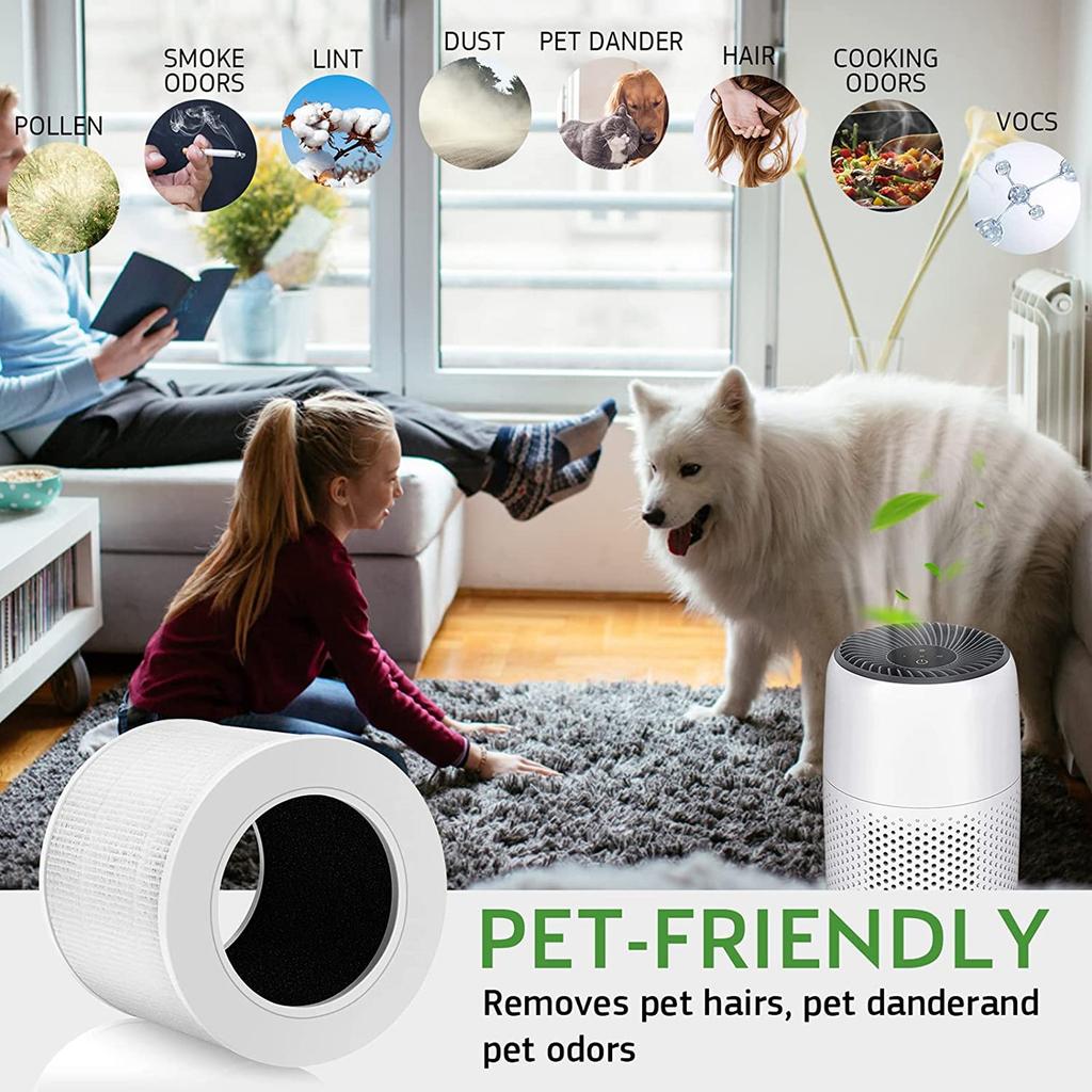 Replacement Air Purifier Filter Suitable for LEVOIT-Core Mini/Mini-RF HEPA 360-Degree Activated Carbon Filtration 2 Pack