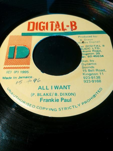 7-дюймовая пластинка ФРЭНКИ ПОЛА All I Want Версия НЕТ DIGITALB 1995 Ямайка Регги Ска Даб Б/У