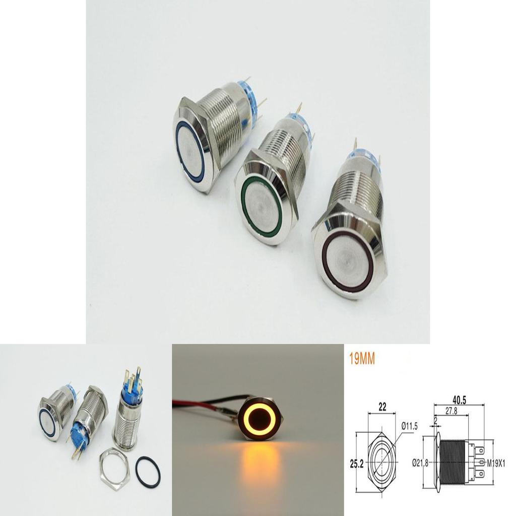 19mm Waterproof 12v Car Dash Metal Momentary Engine Push Button Switch Led