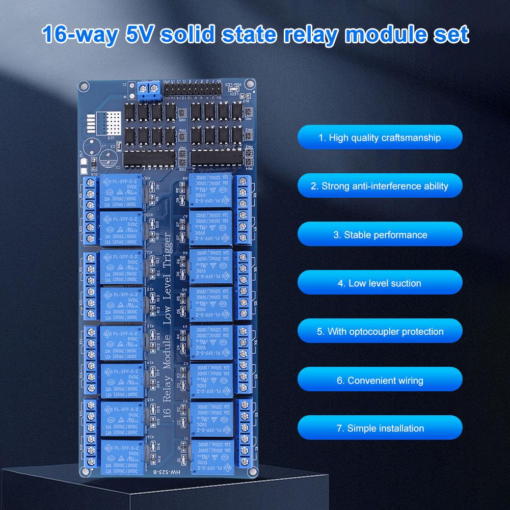 16-канальная плата расширения с низкоуровневым триггером с оптопарой, релейный модуль с низкоуровневым триггером 5 В для Arduino Raspberry Pi