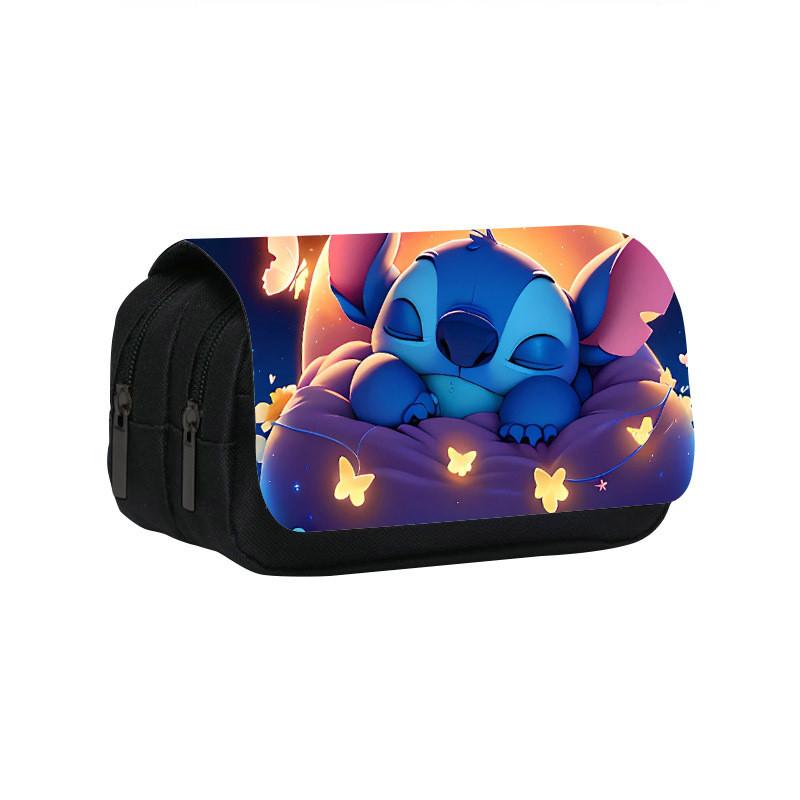 Двухслойная пенал-карандашница Stitch для студентов из полиэстера с местом для хранения