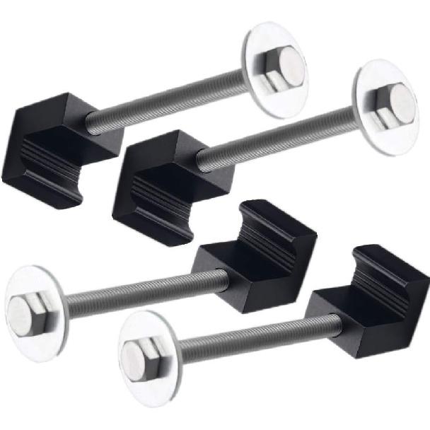 JGR Pickup Truck Tool Box Tie Downs Aluminum J Hook Crossover 4 Pack, Black