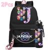 2Pcs/set 26 English Letter K-pop Printed Backpack with 750Ml Water Bottler for Teenager Girl Boy Bookbag Kid Gift Large Capacity waterproof Travel Bag