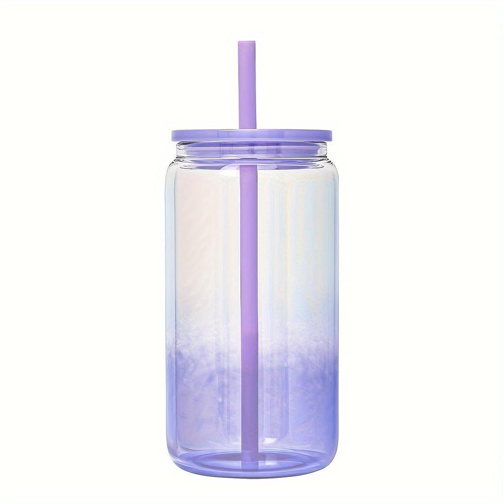 1 шт 16 унций (480ml) Стакан Mason Cups с градиентным цветом, стеклянный, с крышкой и трубочкой, многоразовый стакан для холодного кофе, смузи или кружка Boba