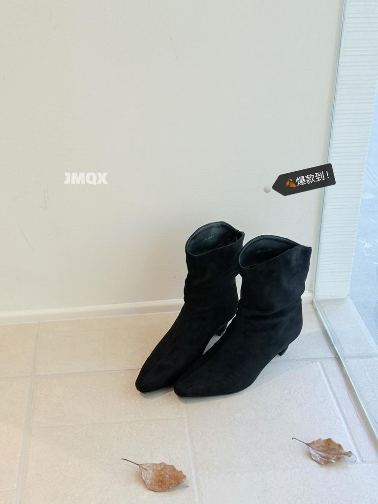 2025 осень новые ботильоны на наборном каблуке женские матовая кожа острый носок низкий каблук короткие ботинки женские ботильоны в западном ковбойском стиле