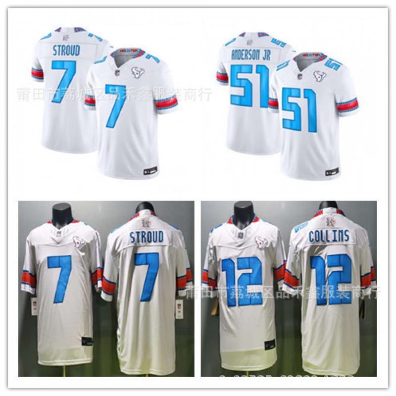 Mens NFL Houston Texans Stroud 7 12 51 Custom Embroidered Jersey Cotton Sport Shirt Basketball Fans