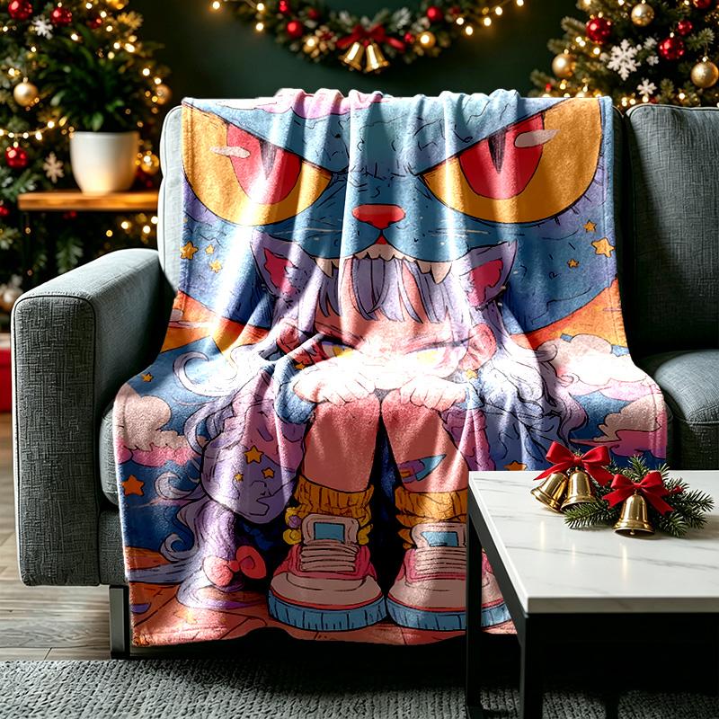 Purple Monster Face Blanket Lightweight Print Throw Blanket For Couch, Bed, Car, A Heartfelt Gift for Your Family and Friends
