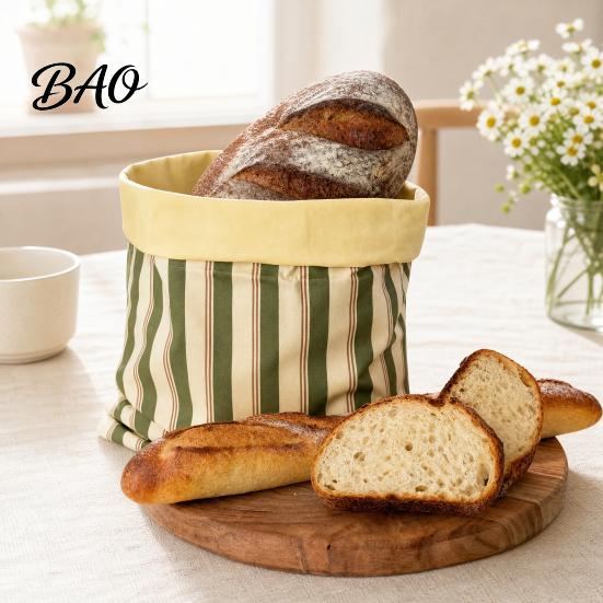 Green Kitchen Storage Solution Beeswax Bread Bags, Reusable Durable Cloth, Preserve Freshness Bakery Bag And Crust Longer, for Homemade