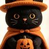Деревенский осенний многоярусный поднос Декор Хэллоуин Деревянная статуэтка ведьмы, Ретро стиль из фетра Черная кошка Призрак Декоративные фигурки Летучая мышь для полки Стола, Жуткий Праздничный
