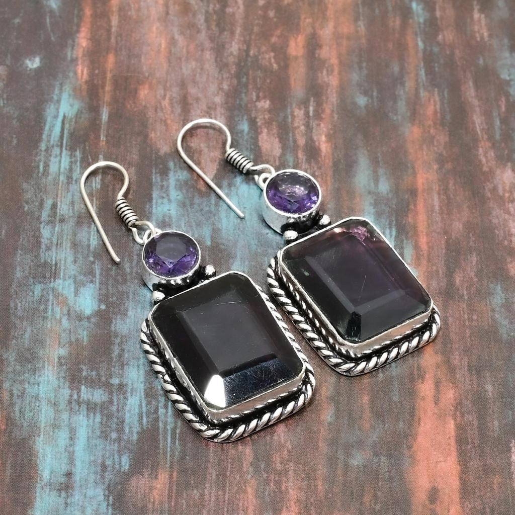 Ювелирные серьги ручной работы из стерлингового серебра 925 пробы с аметистом и драгоценными камнями для женщин