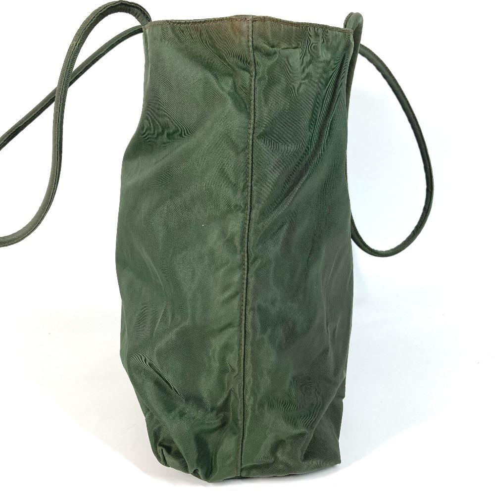 PRADA triangle logo plate Bag Tote Bag Shoulder Bag Nylon khaki
