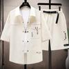 Men's Summer Workwear Suit Youth Short-sleeved Lapel Shirt + Shorts Sports Casual Two-piece Set
