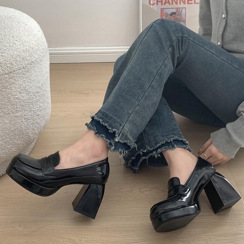 Интернет знаменитости черный универсальный маленький толстый каблук высокие каблуки женские новинка весна и осень 2025 французские туфли Мэри Джейн с неглубоким ртом одинарные туфли