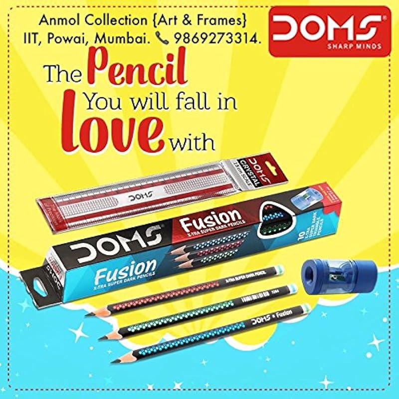 Doms Fusion Xtra Super Dark Pencil Box Pack | Dark & Neat Writing Which Stays Longer | Smooth Sharpning & With Soft & Co