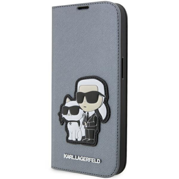 Karl Lagerfeld KLBKP14LSANKCPG iPhone 14Pro 6.1" bookcase silver/silver Saffiano Karl & Choupette