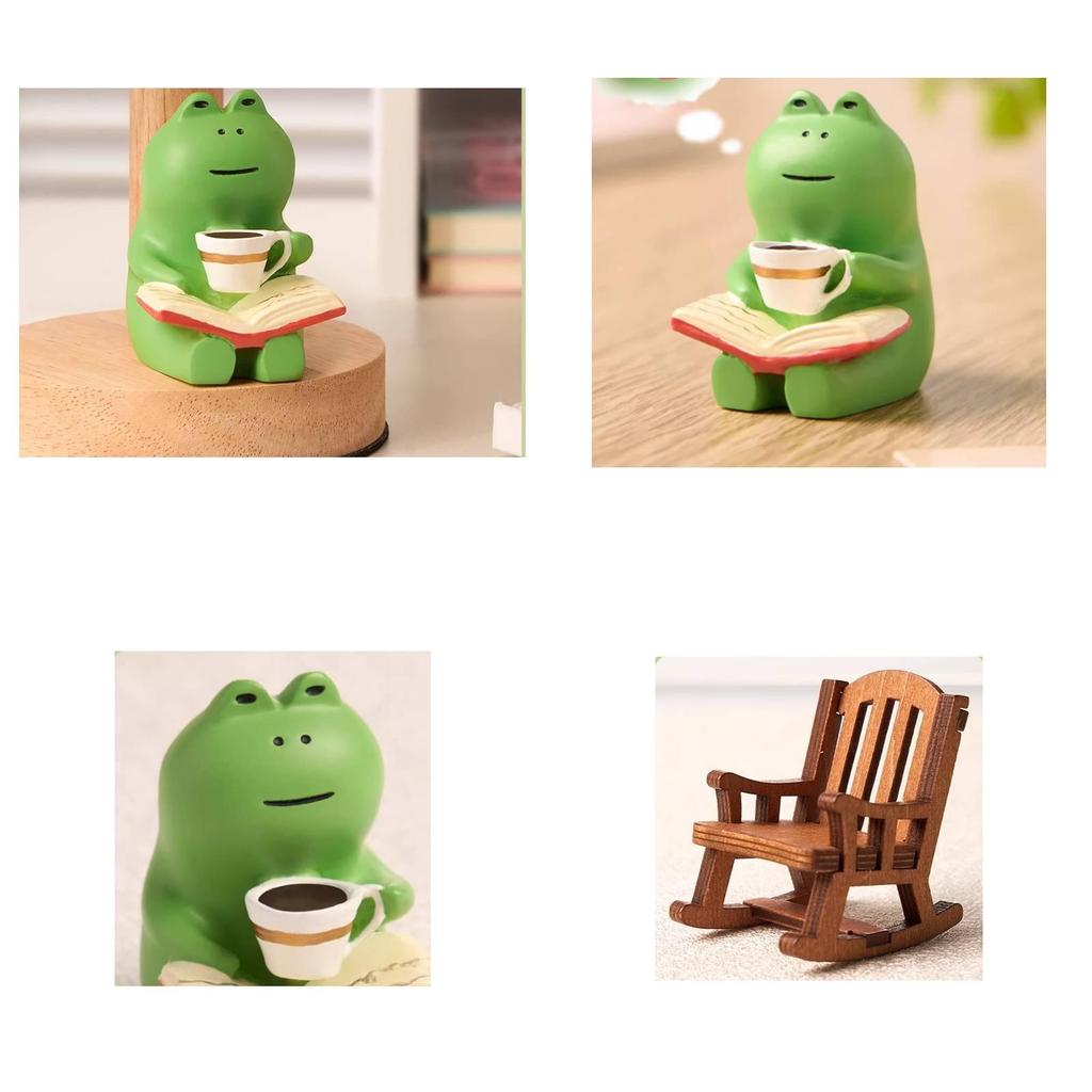 Whimsical Frog Rocking Chair Desktop Ornament Ideal For Office Decor Charming Healing Figure