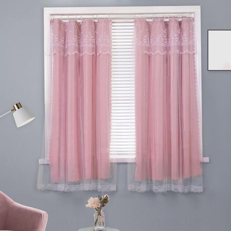 90cmx150cm Lace Curtains Double Layer Polyester Living Room Hanging Curtain Window Decoration Blackout Drape Romantic