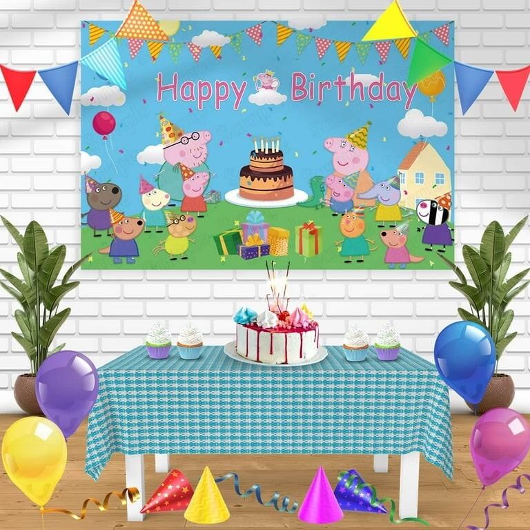 161. Peppa Pig Theme Happy Birthday Backdrop Kids Birthday Party Decoration 5x3.5ft