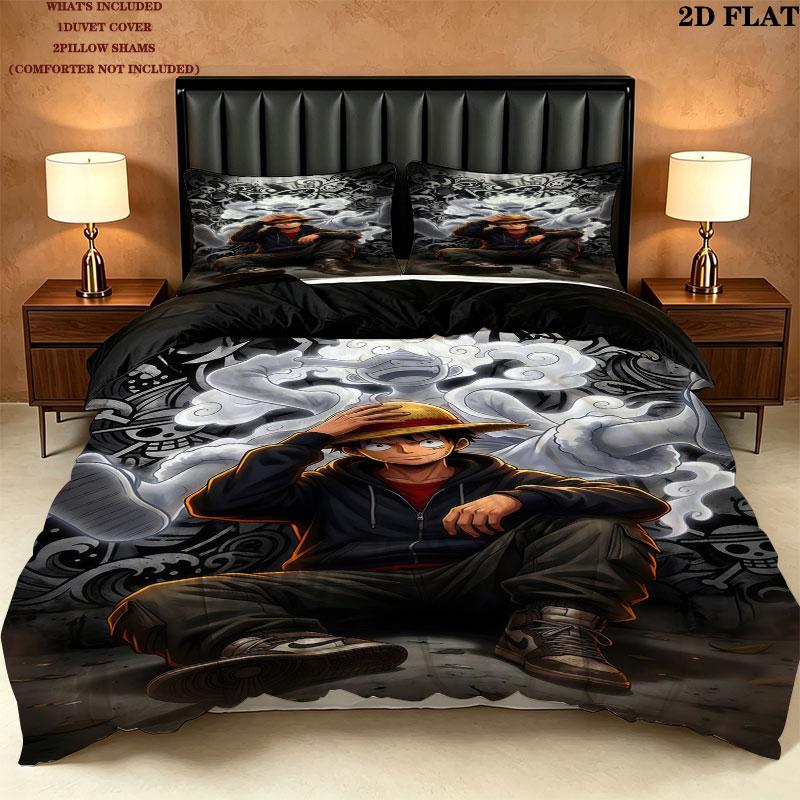 One Piece Pattern Bedding Quilt Set Quilt Cover Pillowcase Home Birthday Gift(1 * duvet cover + 2 * pillowcase, without core)