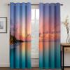 3D Digital Print Seaside Sunset Red Scenery Shade Curtains 2 Panel Modern Style Living Room Bedroom Home Decor Curtains