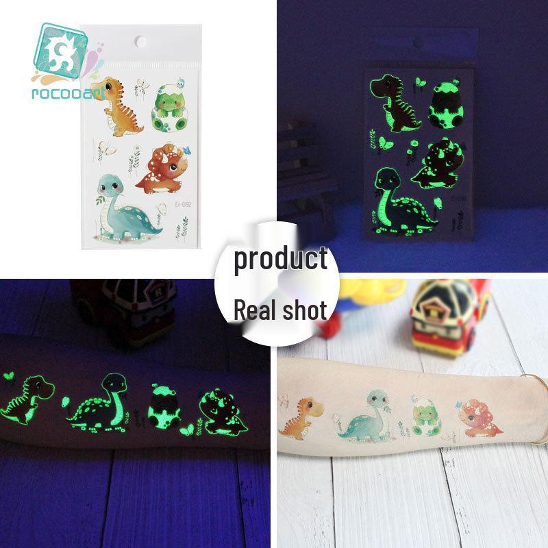 Glow-in-the-Dark Dinosaur Temporary Tattoo Stickers for Kids