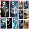 Nautical Compass Logo Phone Case for iPhone 11 12 Pro XS MAX 8 7 6 6S Plus X 5S SE 2020 XR Luxury Brand Shell Funda Coque