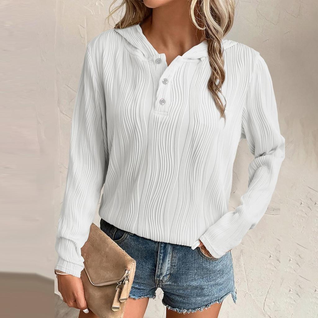 Womens Sweatshirts Hoodies Casual Loose Long Sleeve V Neck Button Down Shirts Tops Pullover Fall Clothes Outfits