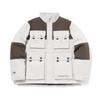 Li Ning Color Block Zipper Stand Collar Comfortable Breathable Thick Down Jacket Men Outerwear Off-White AYMQ117-1
