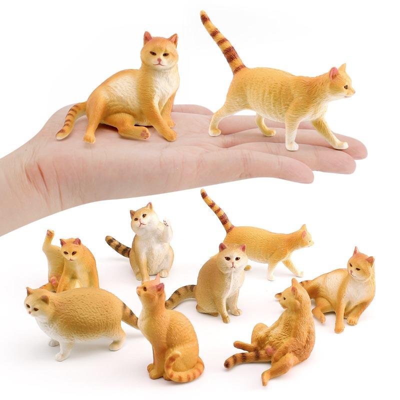 1pc Mini Realistic Cat Figurine Set Cute Orange Tabby British Shorthair Toy Kittens for Kids Decoration Resin Decorative Ornaments