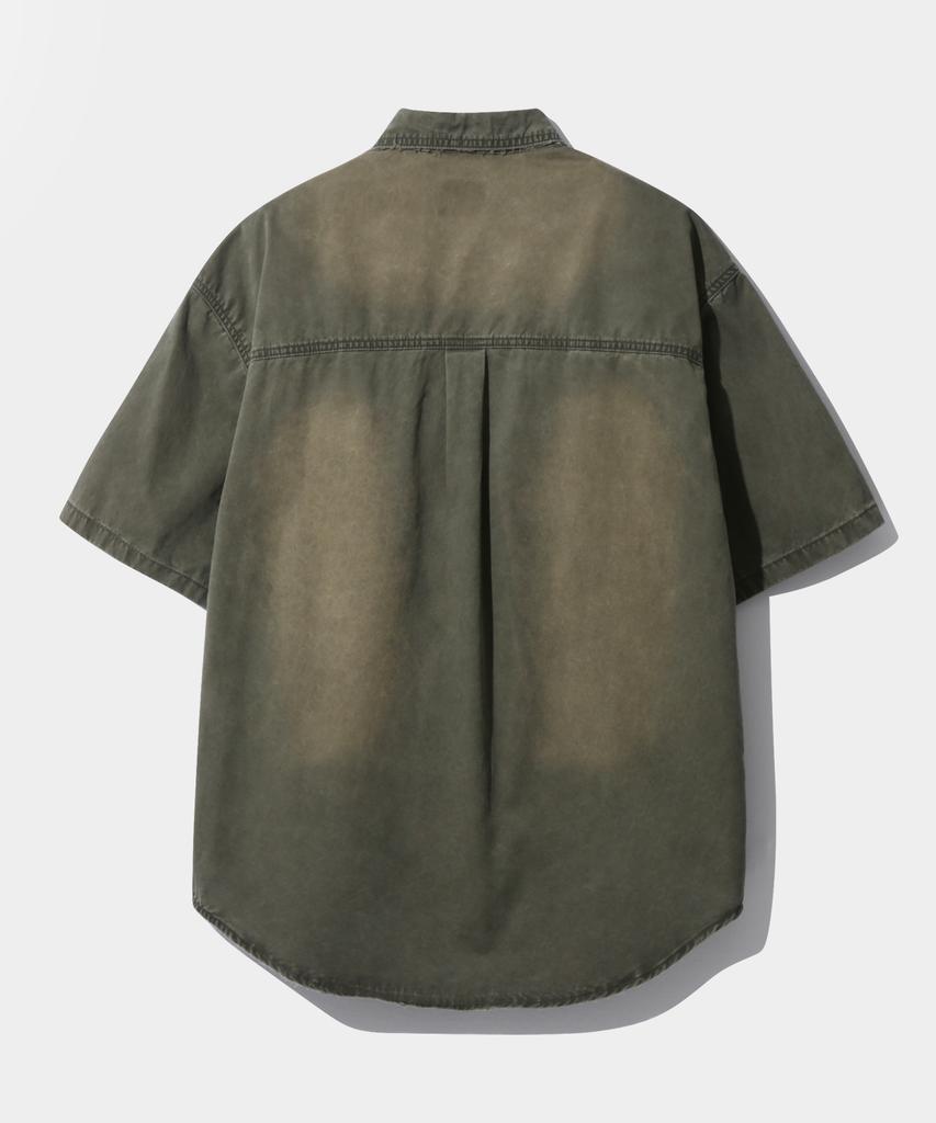 Рубашка с коротким рукавом Dimiteulibeullaeg Vlad Cutoff Applique Fade Washed_Оливковый
