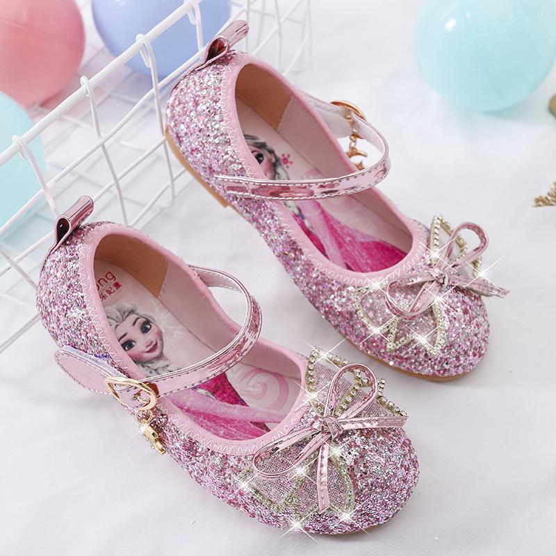 Girls' princess shoes, new spring and summer crystal shoes, little girls' flat shoes, fashionable children's leather shoes, soft-soled single shoes