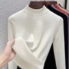 Autumn and Winter Women's Clothing Containing Wool and Silk Bottoming Shirt Women's Inner Heating Fleece Warm Turtleneck Top with Fleece and Thicker
