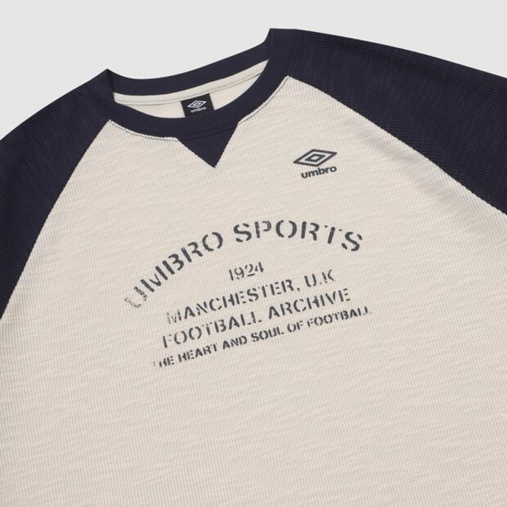 Umbro Men CoTTon Slub Long Sleeve T shirT Ecr0