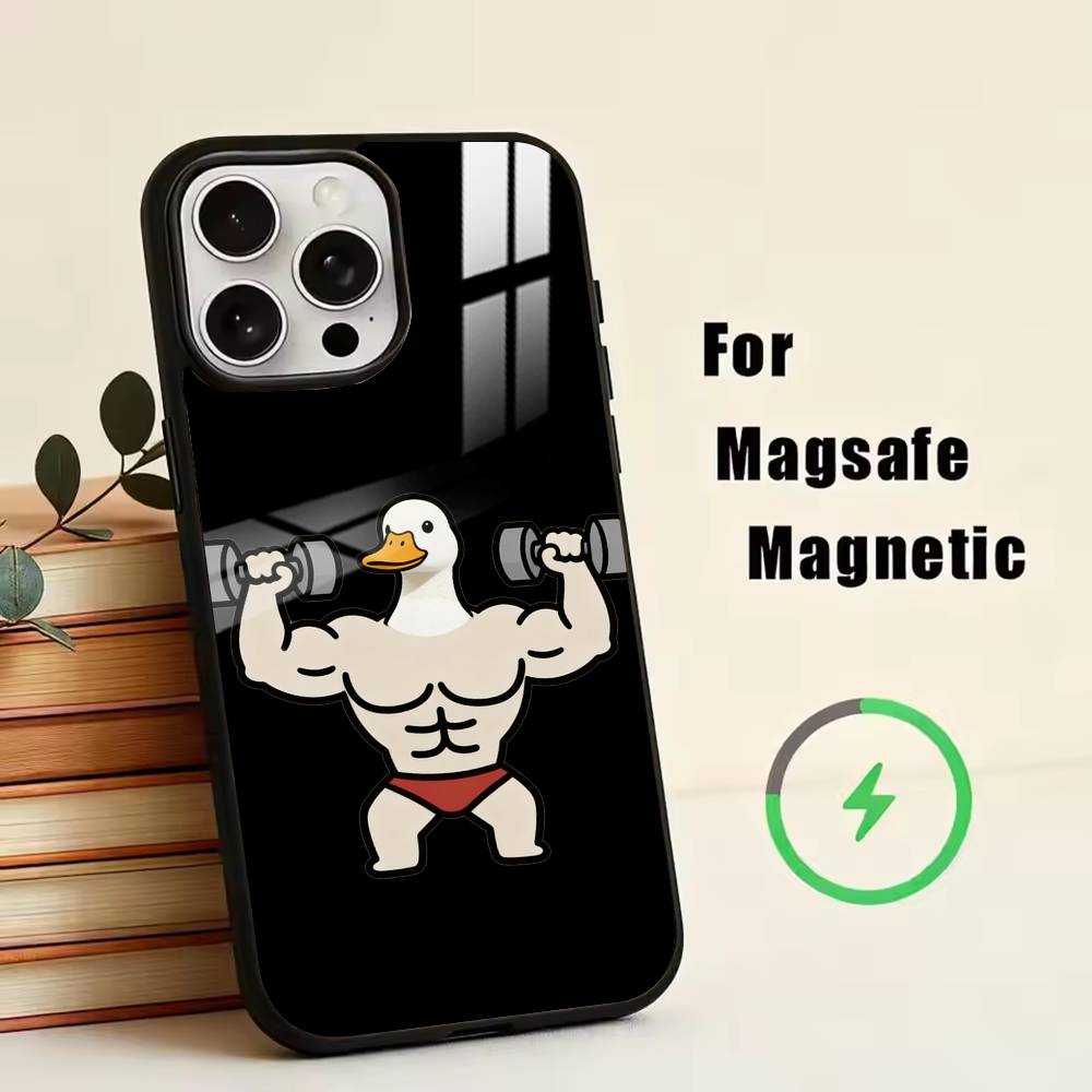 Cartoon Muscle Animals Phone Case For iPhone17,16,15,14,13,12,11 Plus,Pro Magnetic with Magsafe Wireless Charging