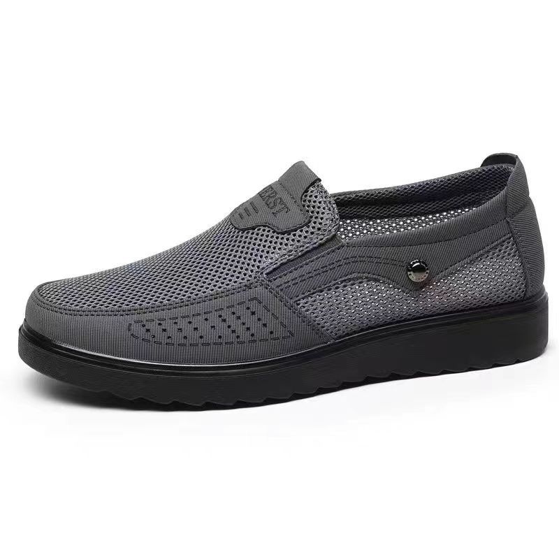 Летняя мужская сетчатая обувь тканевая обувь тонкая дышащая мягкая подошва обувь для отцов среднего и пожилого возраста сетчатая поверхность большой размер повседневная мужская обувь