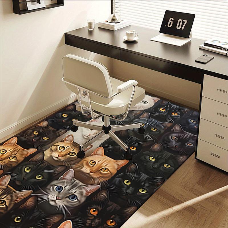 Cute Kitten Theme Chair Mat Office Carpet - Oversized Rug for Home Decor, Sofa Carpet, Office Flooring Gift, Suitable for Bedroom, Living Ro