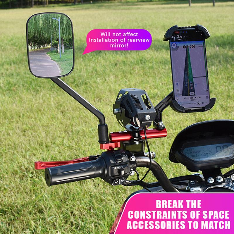 Aluminum Alloy Motorcycle Rearview Mirror Mount Extender Bracket Multifunctional Corrosion Resistant for Motorbike Scooter Modification