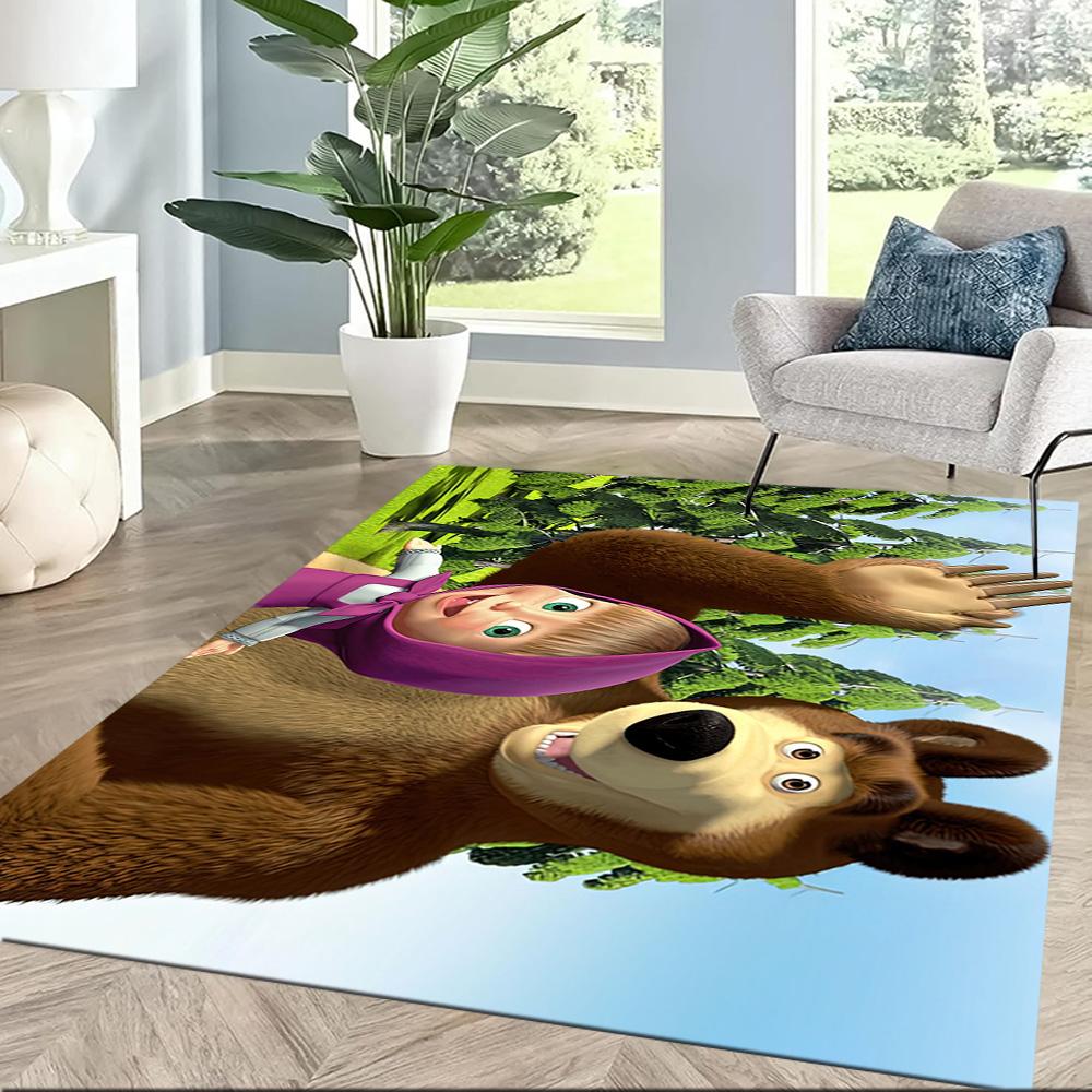 Masha Bear Area Rug Perfect for Game Room Entryway Dining Room Outdoor Antislip Carpet Decorate Offices Gift for Festivals