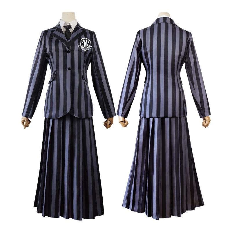 Adams Family Cosplay Costume Wednesday School Dress Mother Father Outfit Gothic Halloween Party Outfit