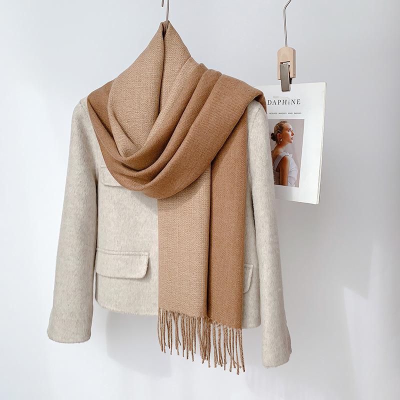 35 цветов 2024 осень и зима новый двухсторонний однотонный искусственный кашемировый кисточный платок утолщенный теплый шарф для мужчин и женщин