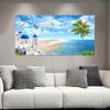Nordic Blue Seascape Santorini Canvas Painting Wall Art Landscape of Blue Sea and Sky Posters and Prints for Living Room Home