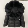 OFTBUY 2024 Белый утиный пух пальто толстый теплый 90% зимняя куртка женская натуральный мех енота лисы воротник с капюшоном женский повседневный