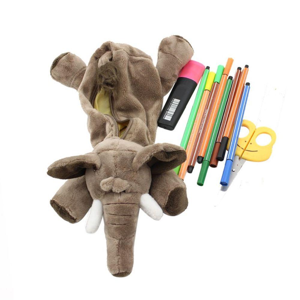 Gift Elephant Creative Pen Pouch Lion Pencil Case Cosmetic Bag Plush Pencil Bags Stationery Bag