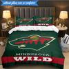 3PCS Minnesota Hockey Team Bedding Set,Including 1pc Duvet Cover And 2pcs Pillowcases Perfect for Bedroom, Dormitory, Fan Christmas gift