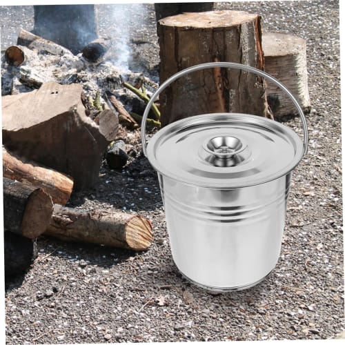 SEWOART Stainless Steel Ash Bucket for Fireplaces and Barbecues, Lightweight and Easy To Carry, with Durable Handle, Versatile for Grills and Fire Pit