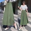 Japanese Style Plus Size Summer High-Waist Slim-Fit Knee-Length A-Line Umbrella Midi Skirt for Women - Premium Full Flared Swing Skirt