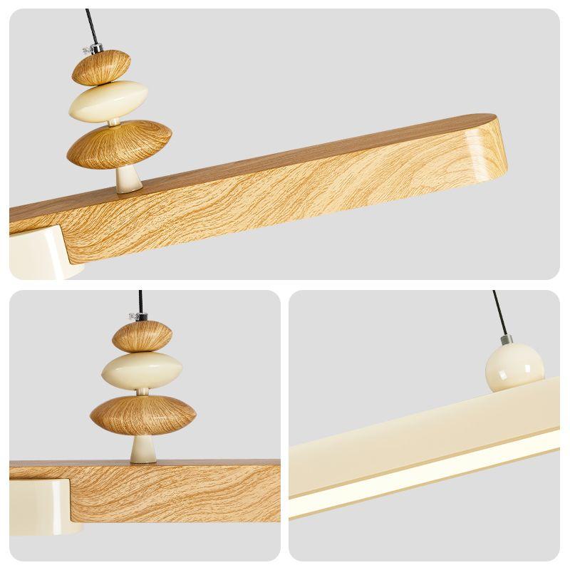 Cream Led Restaurant Pendant Light Retro Dining Table Bar One-word Long Chandelier Modern Simple Home Indoor Decor Lighting Lamp