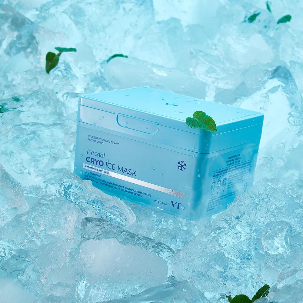 VT Cosmetics Cryo Ice Mask 30 Sheets 320g Niacinamide Glutathione Hyaluronic Acid Cooling Hydrating Brightening Daily Face Mask