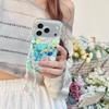 Элегантный чехол для телефона с цветочной масляной живописью для iPhone 16 PM/17 Pro Max с цепочкой и женским дизайном