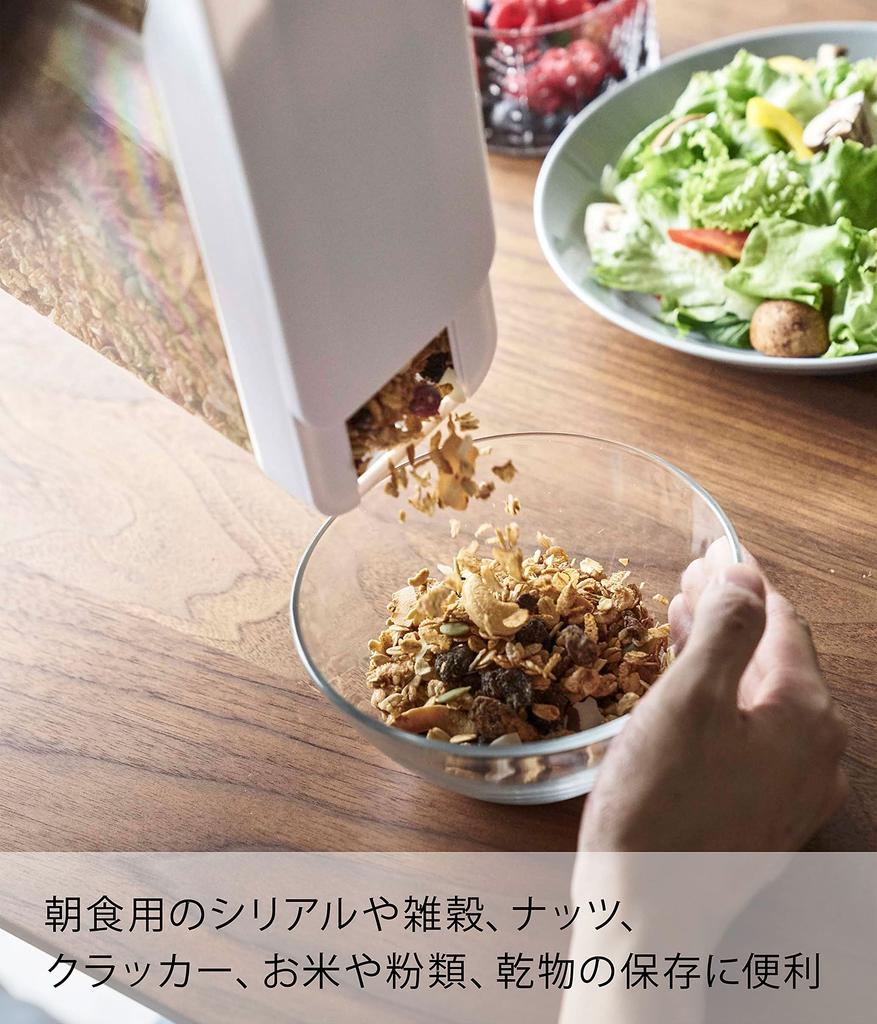 Yamazaki Хранение сухих продуктов x x Tower Раздвижное хранилище для хлопьев 4952 Контейнер, Белый, Прибл.. Ш18.7 Г8.5 В24.5см, Стиль, Застежка, Контейнер,